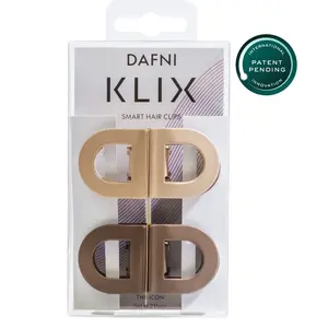 DAFNI KLIX Magnetic Hair Clips Set of 2 - The Icon Sandstone - Magnetic Hair Accessories with Seamless Connection with Exclusive Sticky Pad for Mirrors - Strong Magnetic Hold No Slipping - Flat Hair Clips