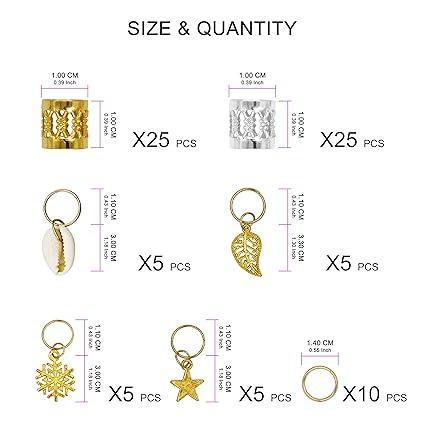 80 Pieces Hair Jewelry Rings Aluminum Hair Accessories Dreadlocks Metal Hair Cuffs Decorations Pendants for Passion Twist Crochet Braiding Hair