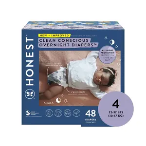 The Honest Company Clean Conscious Disposable Overnight Diapers Cozy Cloud + Star Signs - Size 4 - 48ct