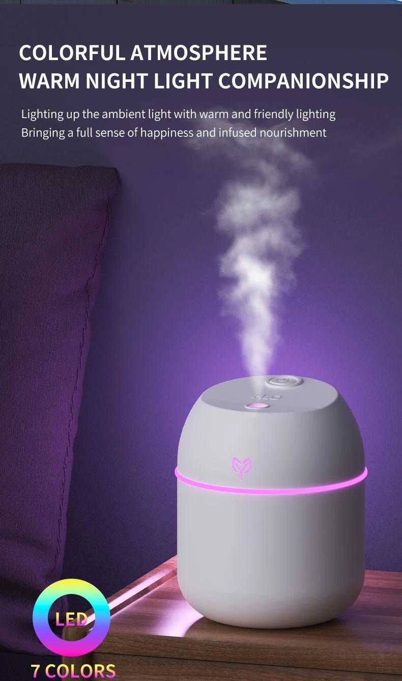 220ml Compact Shape Cooling Mist Humidifier - Corded USB A Plug, Flexible Portable, Adult Unisex Aromatherapy Sleep Aid, Essential Oil Diffuser, No-Battery Required, 6H Continuous Mode, Effective Mist Atomizer for Indoor Use (Home Supplies, Party Gift), C