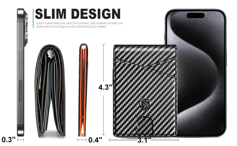 VTLASK Men's Slim Wallet with RFID Blocking Men gifts Holidays Best Gift Ideas