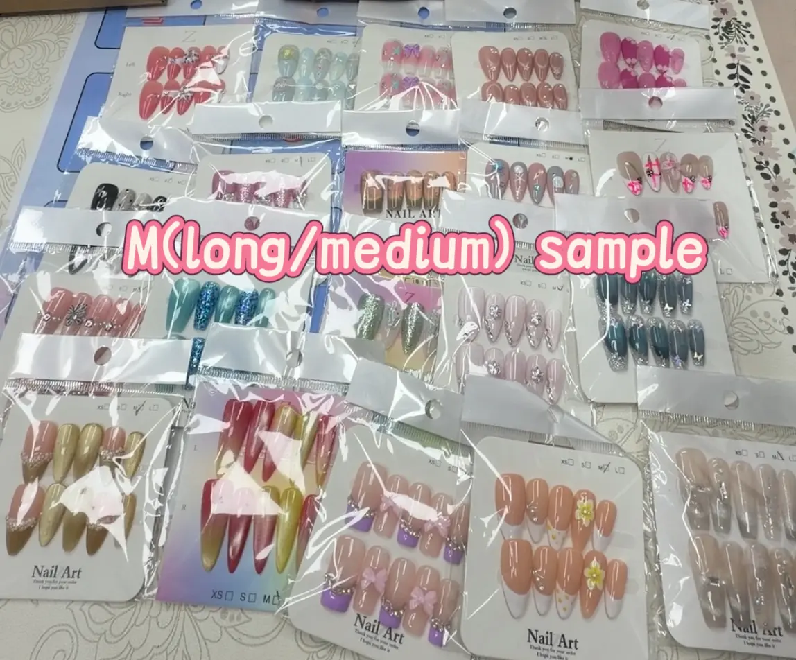 Wink:20sets handmade press-on nails selectable size and length random style