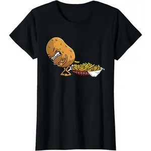 [100% Cotton]Funny French Fries Designs For Men Women Potato Food Eaters T-Shirt