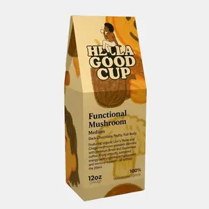 Hella Good Cup Functional Mushroom Coffee - Medium Roast Dark Chocolate Nutty Full Body Infused with Organic Lion's Mane & Chaga Mushrooms 12oz Beverage Natural