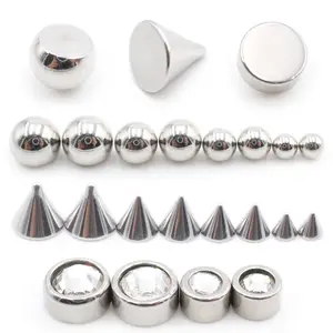 Stainless Steel Adhesive Ball Cone Zircon Fake Dimple Nail Nose Ring Ear Cartilage Septum Tragus Daith Non-pierced Body Jewelry