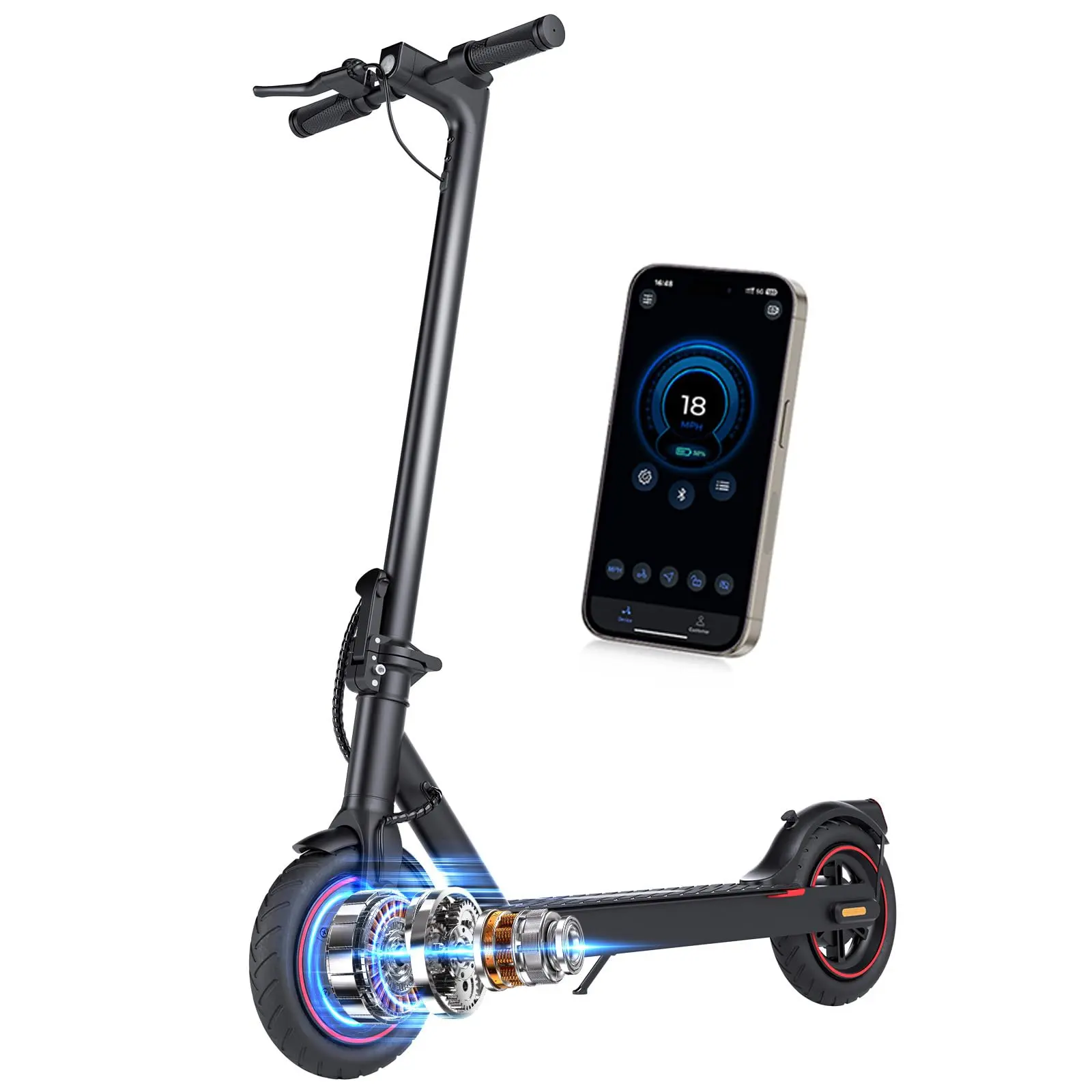 WAWSCOTE Electric Scooters for Commuting, 18MPH Max Speed, 500W Peak Motor, 21 Miles Max Range,  & Braking Foldable Commuter E-Scooter for Adults/Teens