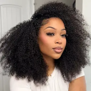 [West Kiss] Invisible Hairline 3-In-1 Half Wig Glueless Kinky Curly Half Wigs With Drawstring Flip Over Human Hari Wigs Beginner Friendly