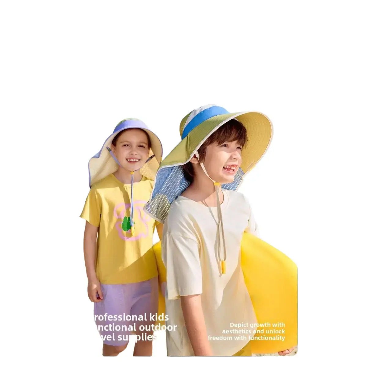 Summer Kids Wide Brim Sun Hat Lightweight Adjustable Outdoor Beach Sun Cap for Toddler Boys Girls