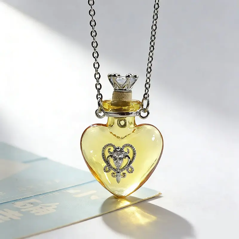 Yellow heart shaped essential oil bottle