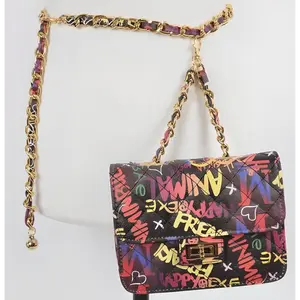 Quilted Graffiti Bag with Chain