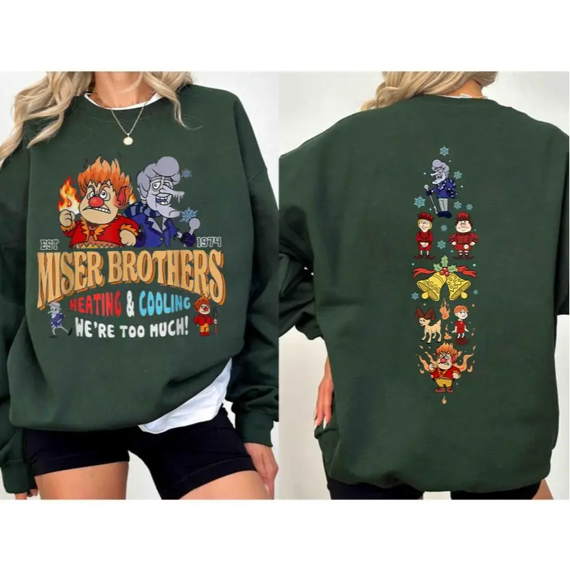 Miser Brothers Heating and Cooling T-Shirt, Heat Miser & Snow Miser Christmas Shirt, Funny Holiday Movie Tee, Vintage Xmas Shirt