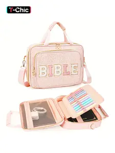 Women's Large Bible Bag, Soft Handle & Shoulder Strap, Multi-Pocket Design, Fits Large Bibles & Accessories, Halloween Christmas Gift, Print Handle Satchel