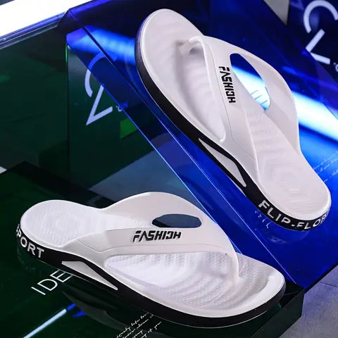 OFIREND Unisex Flip-Flops Shoes - Fashion Casual Breathable Slip-On Toe Sandals, Ultra-Soft Thick Cushioned Flexible EVA Rubber Sole, Non-Slip Acrylic Braid Wedge Wide Footwear for Women, Indoor-Outdoor All Occasions