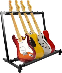 5 Holder Guitar Stand,Multi-Guitar Display Rack Folding Stand Band Stage Bass Acoustic Guitar, Black