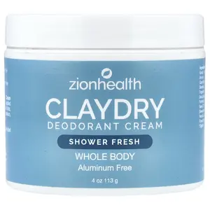 Zion Health ClayDry Deodorant Cream, Shower Fresh, 4 oz (113 g)