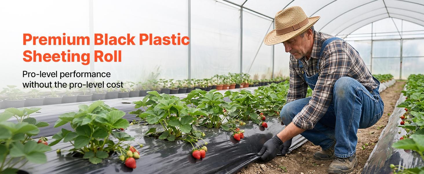 【SummerFinds】VEVOR 6 Mil Black Heavy-Duty Polyethylene Roll, 10' x 25' Thick Plastic Sheeting for Garden Weed Blocker, Painters' Drop Cloth, Crawl Space Vapor Barrier