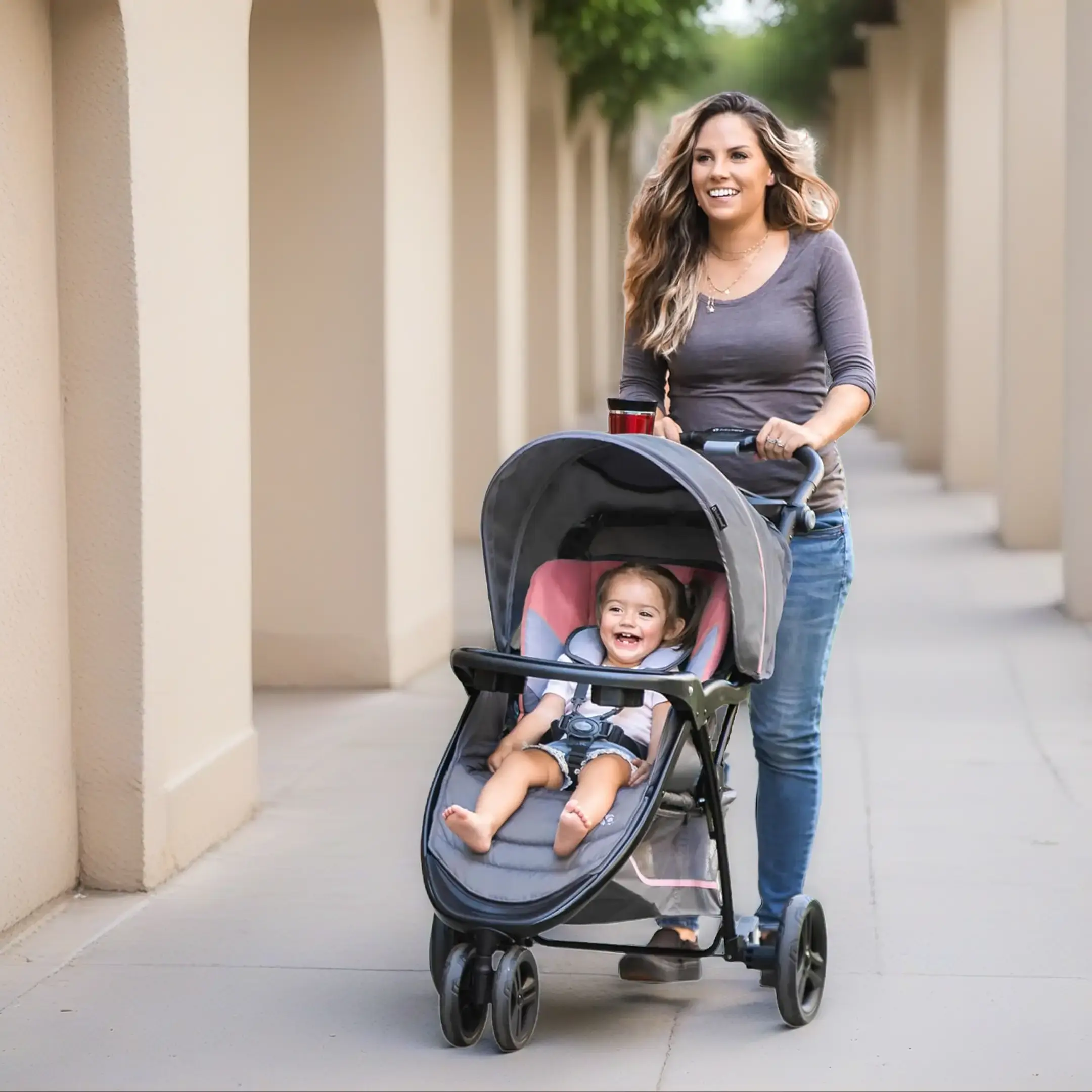 Baby Travel System with Durable Frame, Plain 2-in-1 Multi-Functional Traveling Stroller and Infant Car Seat for Newborns, Foldable for Families, Multi Functional Stroller, Unisex