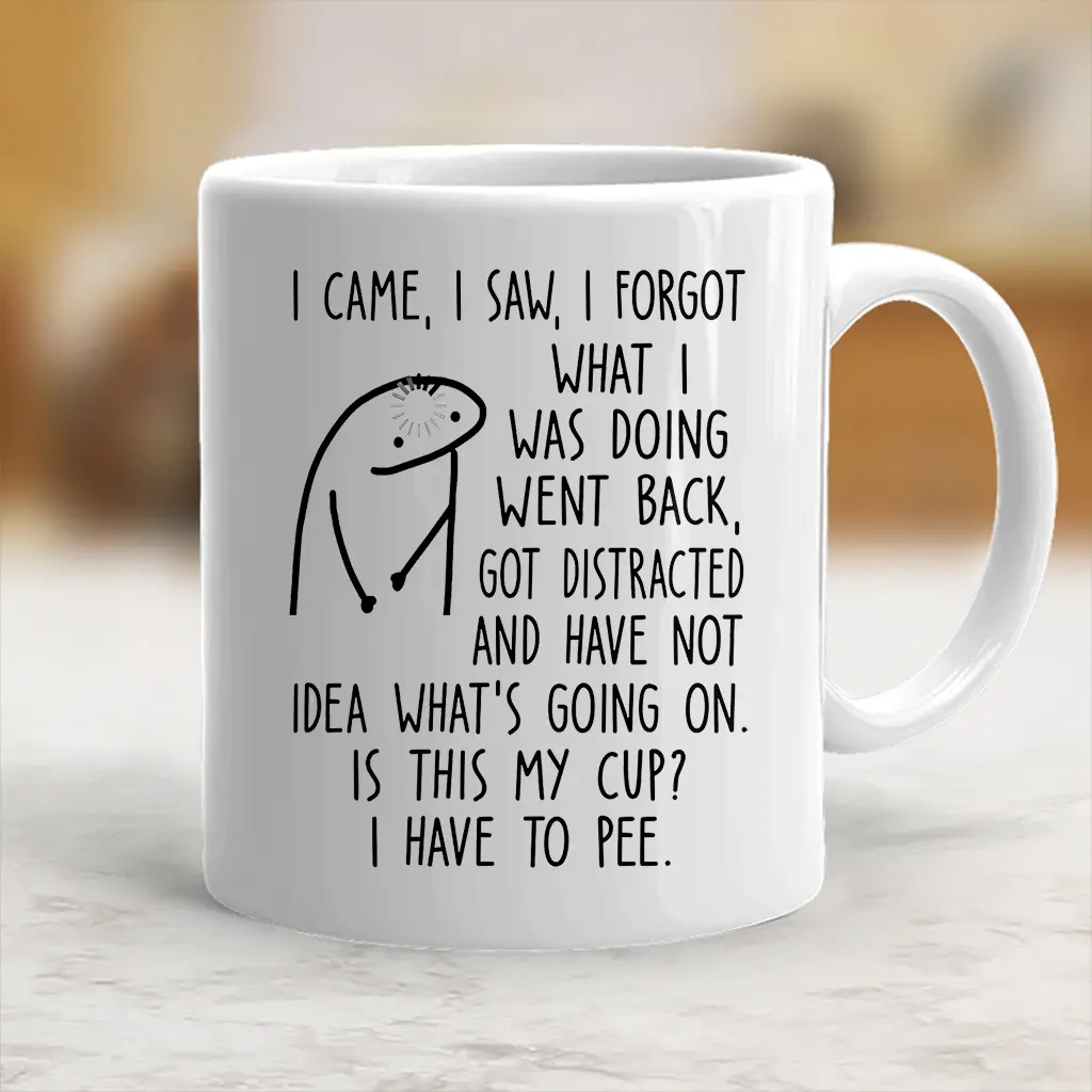 Stylish Ceramic Coffee Mug - Beverage Cup for Best Friends - Funny "I Came I Saw I Forgot" Drink Gift - scs10493