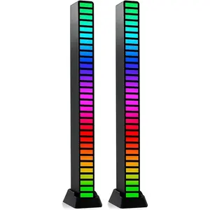 RGB Ambient Lights Sound Vibe Activated Rhythm Pickup Music Level Sync USB Plug Play for Gaming Room Car Interior Streaming Studio TikTok Desk Double Light Value