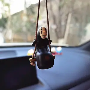 Anime Car Ornament,No Face Car Rear View Mirror Accessories,Swing Faceless Men Car Charm,Spirited Away,Christmas Gifts