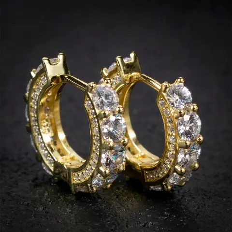 1 Pair Rhinestone Decorated Bling Hoop Earrings, Fashionable for Women, Gifts for Anniversary Party, Fashion Jewelry Party, Shining Earrings, Hoops Earrings
