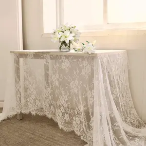 Lace Tablecloth  60 x 120 Inch White Wedding Tablecloth White Lace Overlay for Baby Shower Decorations White Table Cover