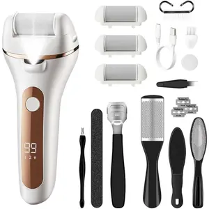 Foot Callus Remover Rechargeable Pedicure Kit with 3 Roller Heads 2 Speed IPX6 Waterproof Foot File Pedicure Tools Professional Foot Care for Dead Cracked Dry Skin