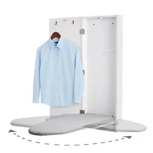 Ivation Wall-Mounted Swivel Ironing Board Cabinet, Foldable Ironing Storage Station for Home, Apartment, Easy-Release Lever, Garment Hooks, White
