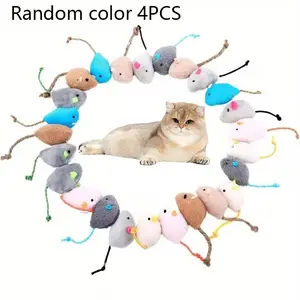 Interactive Mouse Cat Toys, Soft Fabric Hunting Set with Moving Tail and Expressive Eyes, Indoor Outdoor Play for Kittens and Adults