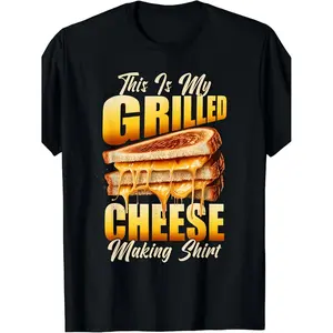 Men'S Funny Grilled Cheese Graphic T-Shirt - "This Is My Grilled Cheese" Novelty Design with Toast & Cheese Print - 100% 220gsm Soft Retro Casual Tee for Christmas Gifts, Themed Parties & Casual Attire - Humorous Foodie Apparel
