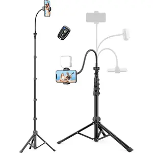 Phone Tripod Stand, 85" Tall Cellphone Tripod for  with Gooseneck Remote, Flexible Portable Phone Stand for Recording, Compatible with  14 13 12 Pro Android Camera