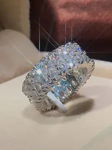 Luxurious High-End Water Drop Synthetic Zircon Ring, Party Evening Jewelry, Elegant Fashion Accessory, Perfect for Special Occasions