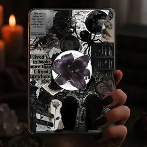 Black Wizard Asiatic Lily Gothic Kindle Grip Dark Academia Dark Romance Magnetic Holder Magsafe Phone Kindle Accessory