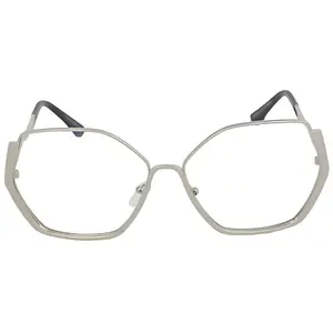 Oversized Geometric Fashion Glasses Women Retro Style Clear Lens Silver Frame