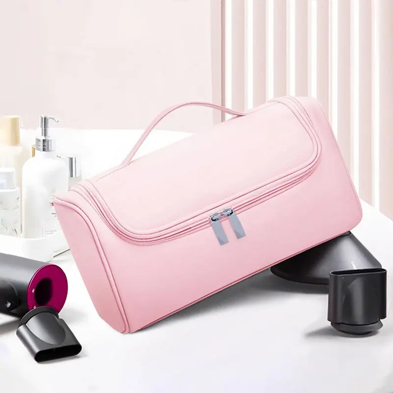 Blow Dryer Storage Bag, Multi-Functional Curling Iron Straightener Travel Case, Portable PU Leather Makeup Bag, Essential Hair Tool Organizer