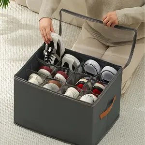1pc Foldable Oxford Fabric Shoe Organizer with Lid - Dustproof Storage Box for Shoes, Clothes & Accessories - Versatile Home Organization Solution