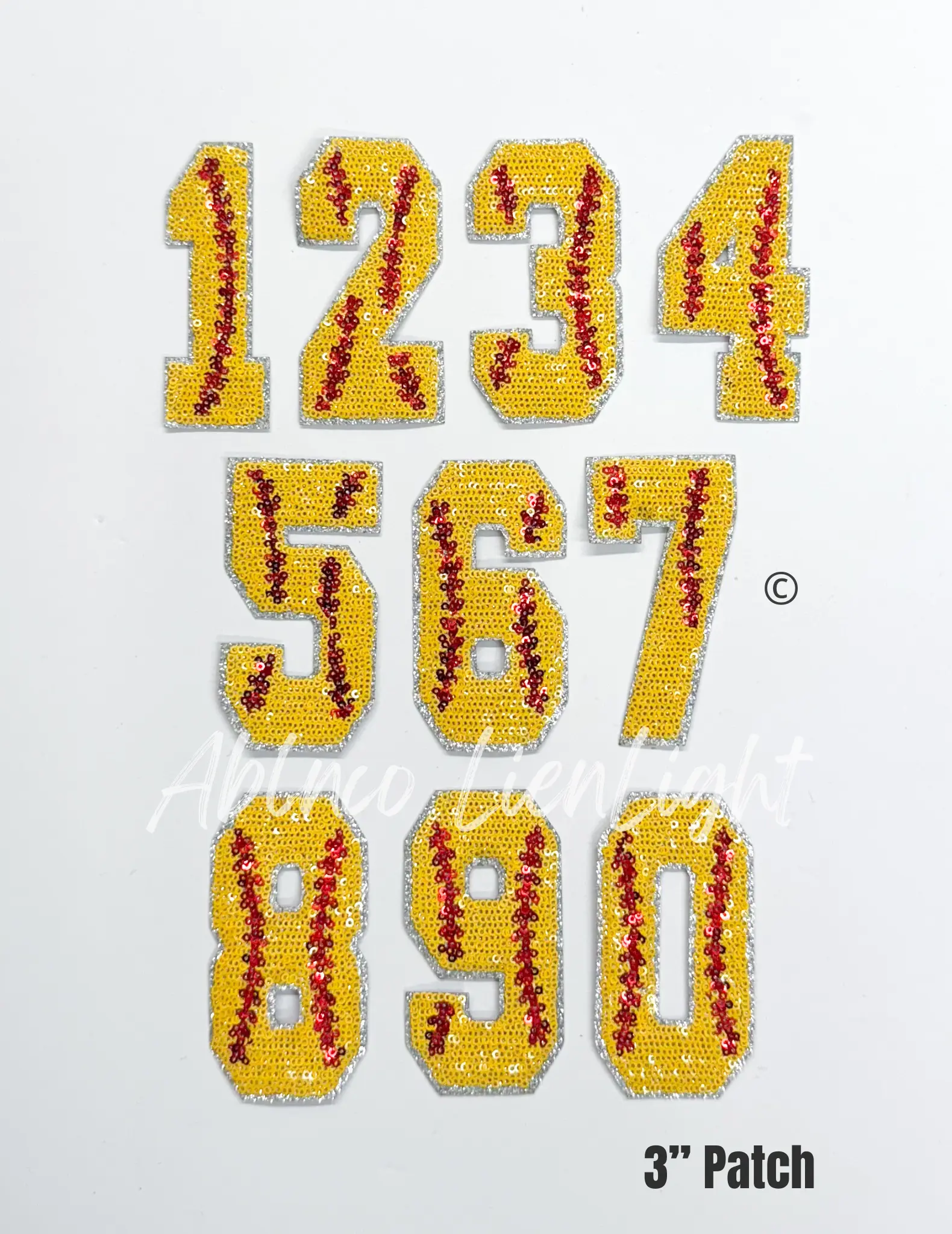Sequin Softball Numbers Patch - Small