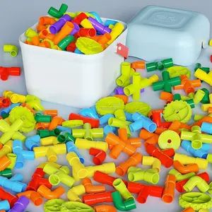 196/156/116/68/80/40pcs Building Blocks STEM Pipe Tube Learning Toys Birthday Gifts, Educational Autistic Toy Compatible Building Pipeworks Constructions for Kids Boys Girls Ages 3+