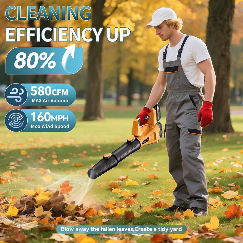 Tanlook Cordless Electric Leaf Blower/Snow Blower - 26000 RPM Max Power, 2×4.0Ah Batteries, Lightweight Handheld for Efficient Leaf & Snow Removal, Powerful Performance & User-Friendly Design