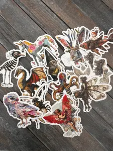 Fantastical Creatures "Chonky Bites" - 24 Unique Chunky Cardstock Die Cuts for Collages Junk Journals & Mixed Media Art