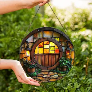 The Shire Hobbit Acrylic Suncatcher Ornament, Stained glass Movie 2D FLAT Window Hanging, LOTR Fan Home Decoration Gifts