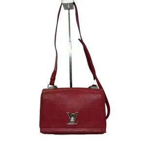 Pre-owned Louis Vuitton Red Calfskin Shoulder Bags Rock Me BB Shoulder Bag 2WAY Ruby LV17 7225 B2 2016 Compact Structured Bag with Gold Tone Hardware and Adjustable Strap
