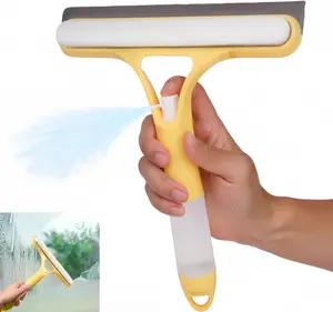 3 in 1 Window Cleaning Scraper, Squeegee and Scrubber with Spray, Multifunctional Household Cleaning Tool, Car Windshield Cleaner,Lightweight Silicone Microfiber Wipe
