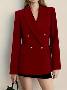 Fashion Commuter Series, Fall Winter New Gun Lapel Suit Jacket for Women, Casual Blazer Top, Outerwear Only, No Skirt Included