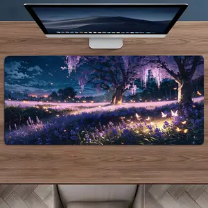 Lavender Field Gaming Mouse Pad with Non-Slip Rubber Base, Anime Desk Mat for Home&Office, Smooth Movement for Optical Mouse, Computer Accessories, Ergonomic Pad