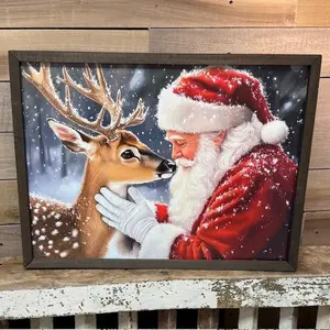Santa and Deer 12x16 Box Frame