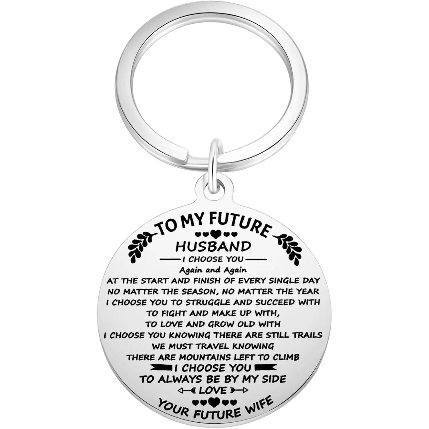 To My Future Husband Keychain Gifts for Him, Engagement Gift for Fiance, Romantic Keyring Gift for Valentines Day Wedding Anniversary Birthday Christmas from Wife