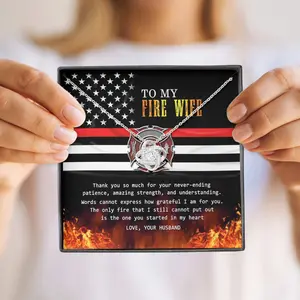 to My Fire Wife Necklace - Firefighter Wife Necklace Gift from Husband - LK BV875 - Necklace Jewelry with Gift Box for Birthday Anniversary