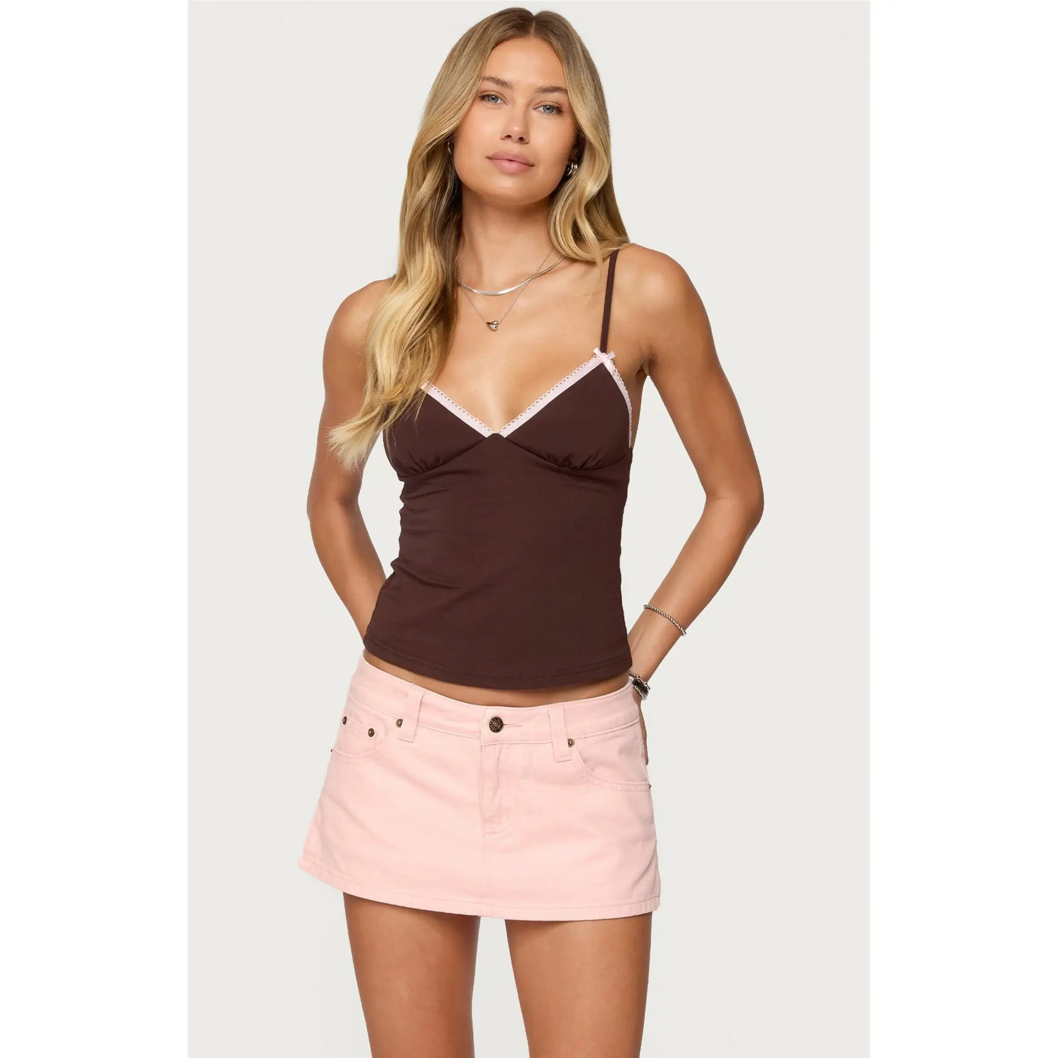 Edikted Women's Ruelle Contrast Frill Tank Top