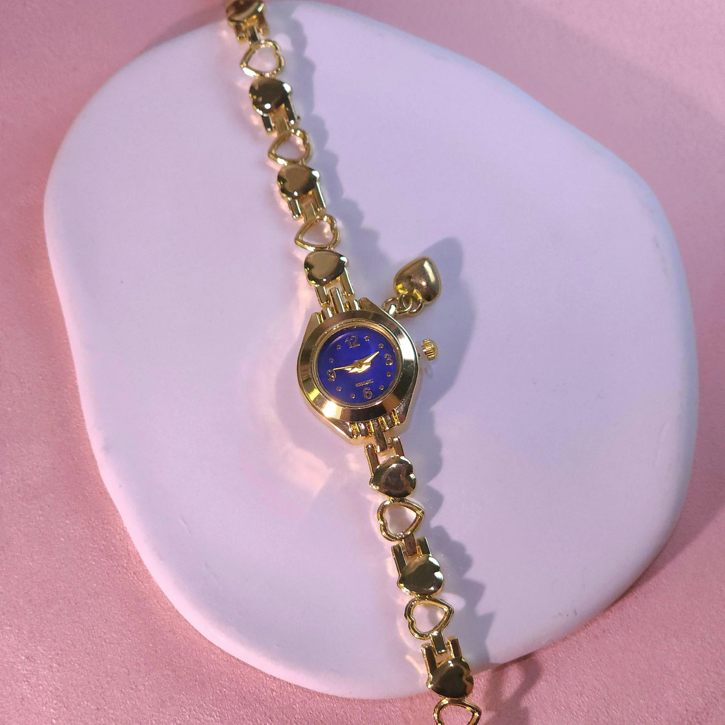 Golden Hearts Interlocking Bracelet Watch for Women | Multi-Color Options